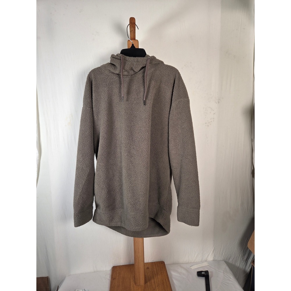 32 Degrees Heat Mens Sherpa Fleece Hoodie Taupe Brown Pullover Sweatshirt Size M